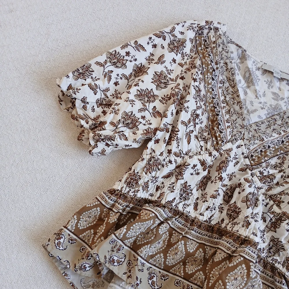 loft ♡ puff sleeve paisley floral boho spring large cottagecore peasant vintage